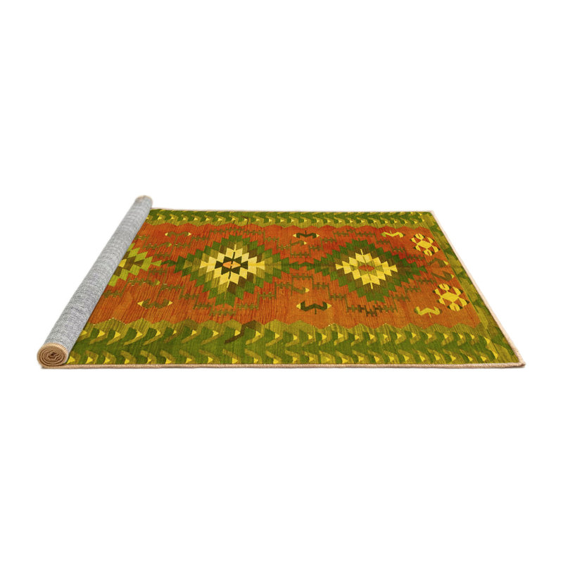 Tapis contemporains 856 jaunes lavables à la machine, Carré 7 pi