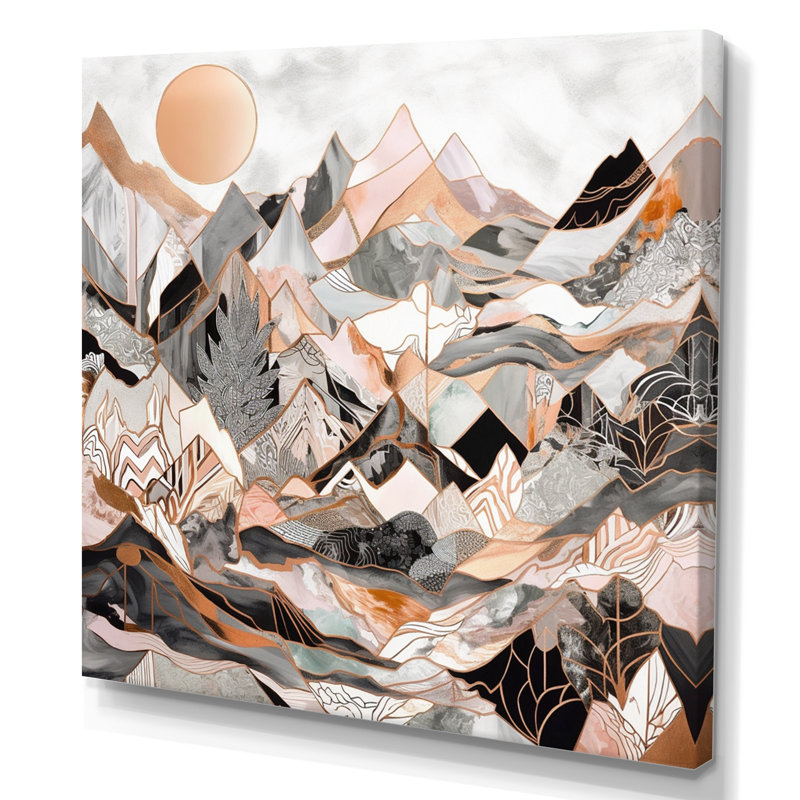 «Rose Gold Metallic Mountains I», reproduction sur toile, H 16 po x l 16 po x P 1 po, Toile tendue