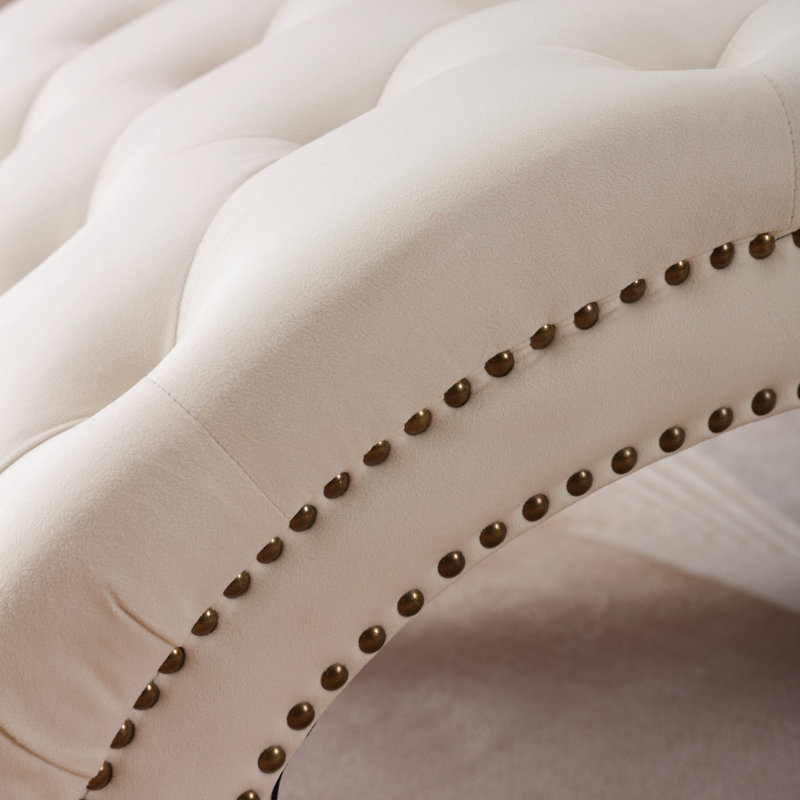 Chaise longue rembourrée Holcroft, Velours beige