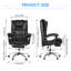 Fauteuil de bureau ergonomique en similicuir avec repose-pieds noir