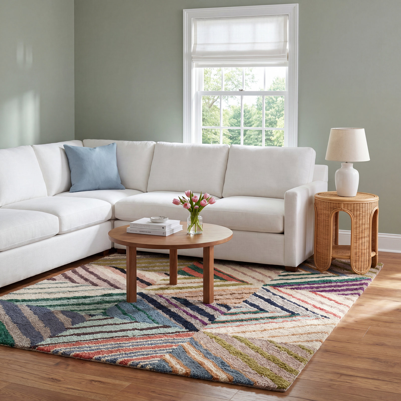 Potter Multi Hand Micro Hooked Wool Rug, Rectangle 5' x 8'