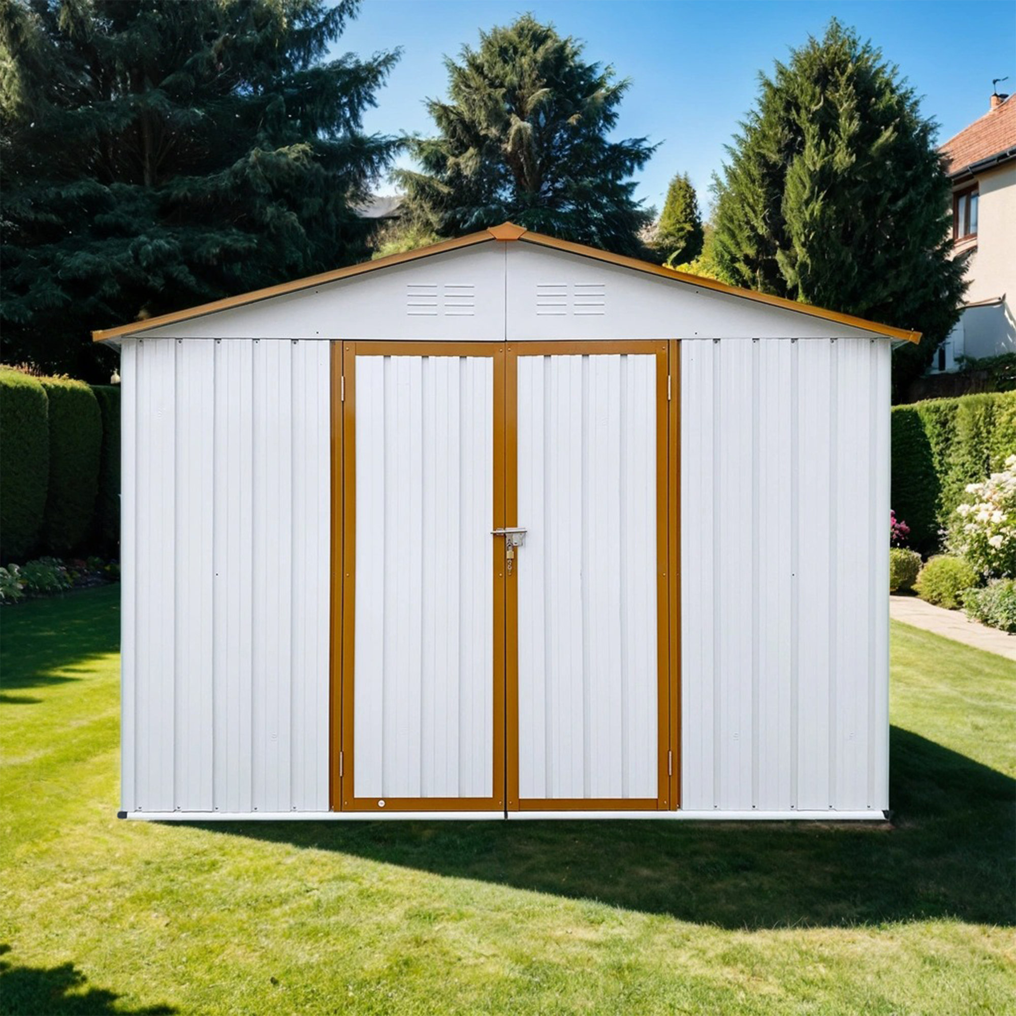 Olde Homey Styles Outdoor Metal Storage Shed - Garden Shelter | Wayfair