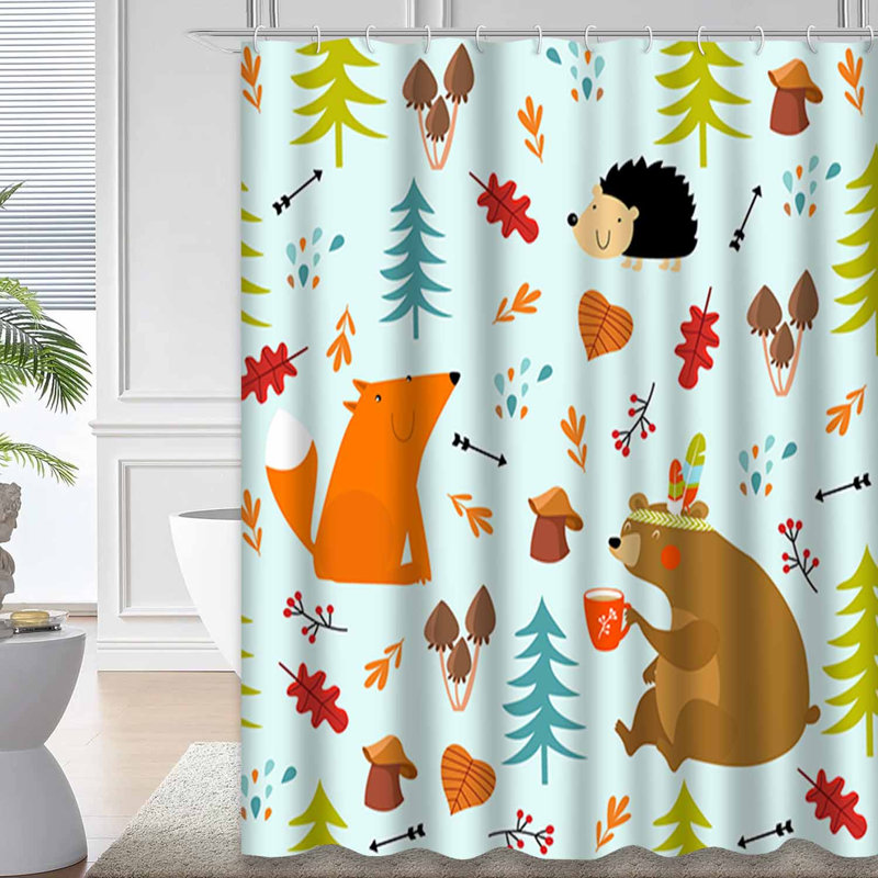 Rideau de douche Forest Bear Hedgehog Fox, L 72 po x l 72 po