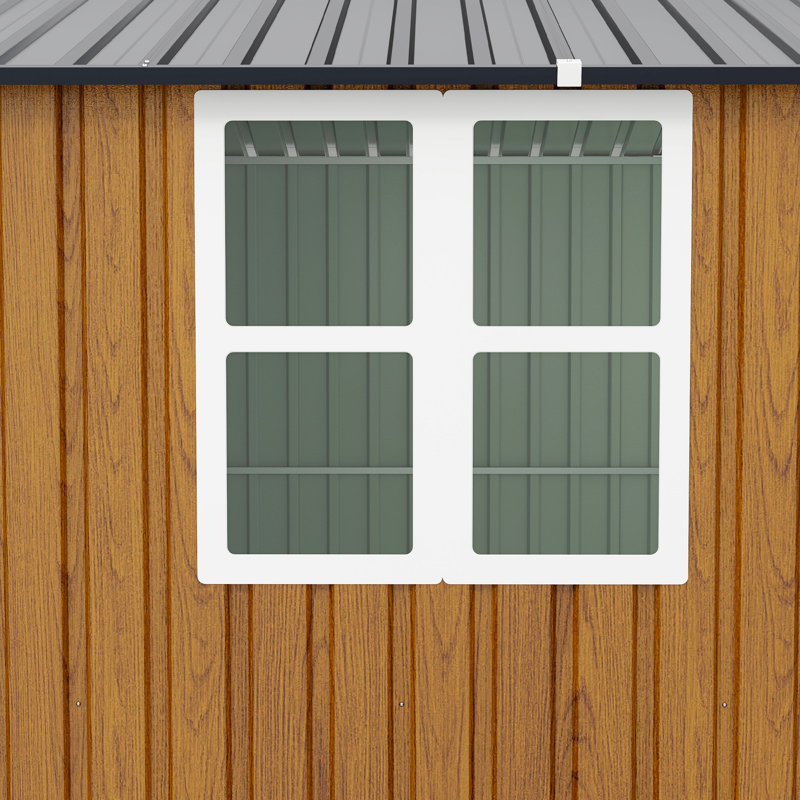 Remise de rangement extérieure 10 pi x 12 pi, très grande remise en métal avec portes verrouillables, fenêtres, petite maison en acier à l'extérieur idéale pour le jardin, la cour, le service de patio, le rangement d'outils, les poulaillers