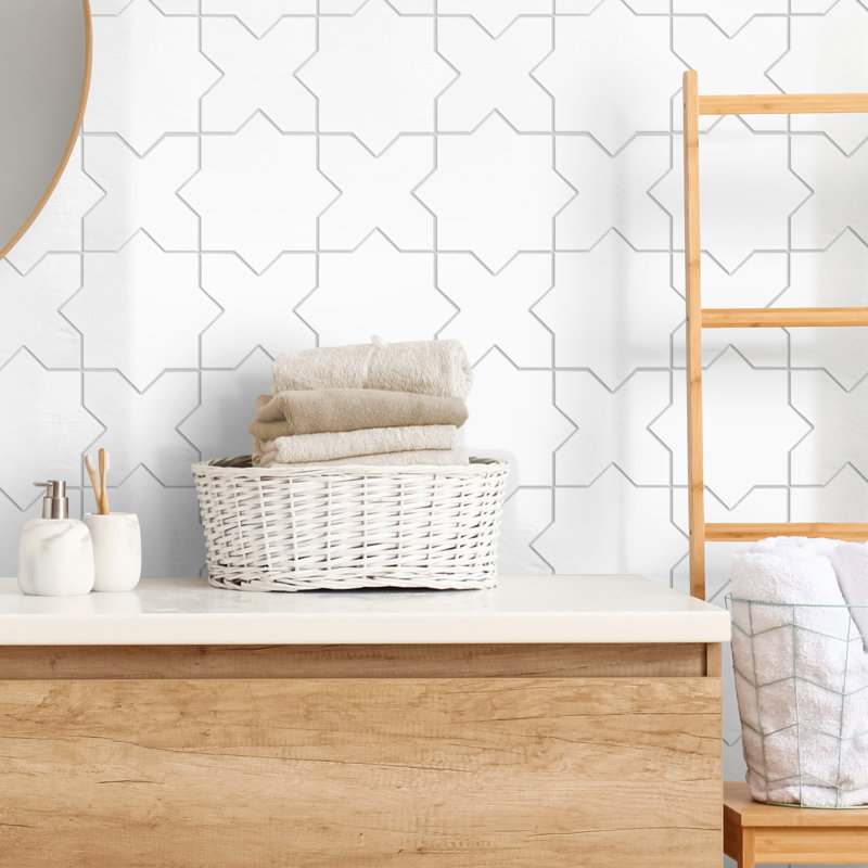 Argile Star with Cross 7 In. X 14 In. Porcelain Floor And Wall Tile Kit, Beige