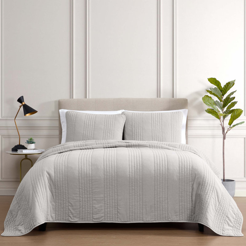 Ensemble de couvre-lit 3 pièces Sharon Grey Sharon, Gris, Couvre-lit grand et 2 taies standard