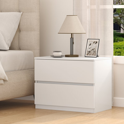 2-Drawer Dresser White, Small Dressers for Closet, Wood Low Storage Cabinet for Bedroom Office Entryway, Nightstand Sofa Beside Table Chest of Drawers, 23.6 in