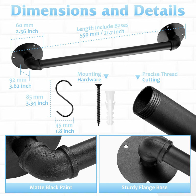 Ensemble de support mural pour casseroles et ustensiles 21 po