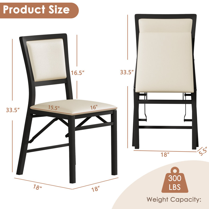 Ensemble de 4 chaises de salle à manger pliantes rembourrées, chaises de salle à manger en similicuir Parsons, chaises d'appoint sans accoudoirs avec sièges rembourrés