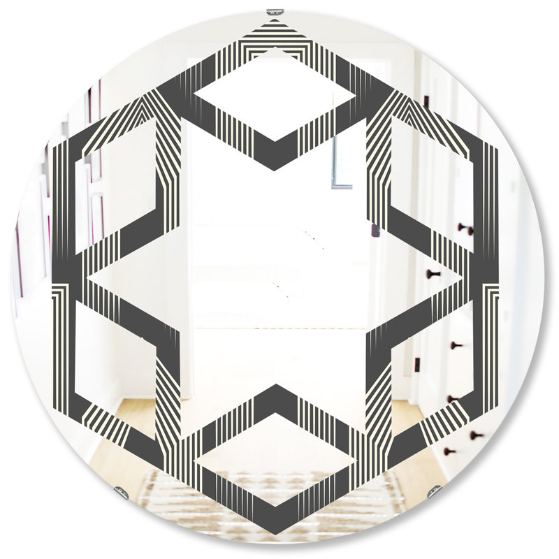 Miroir mural moderne et contemporain avec cadre hexagonal, 31,5 po x 31,5 po