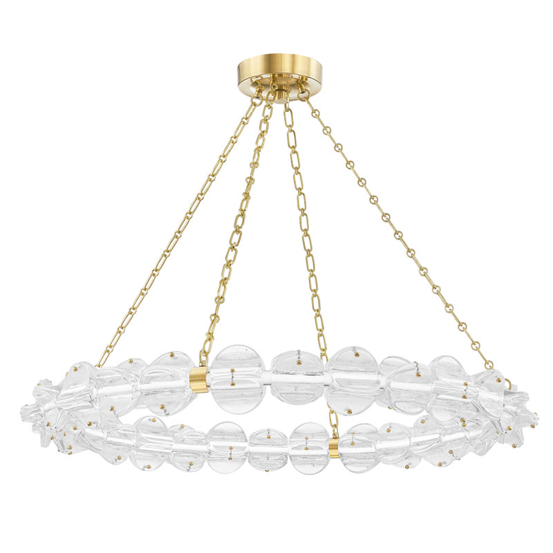 Lindley LED Chandelier, Aged Brass, 4.63" H x 40" W x 40" D