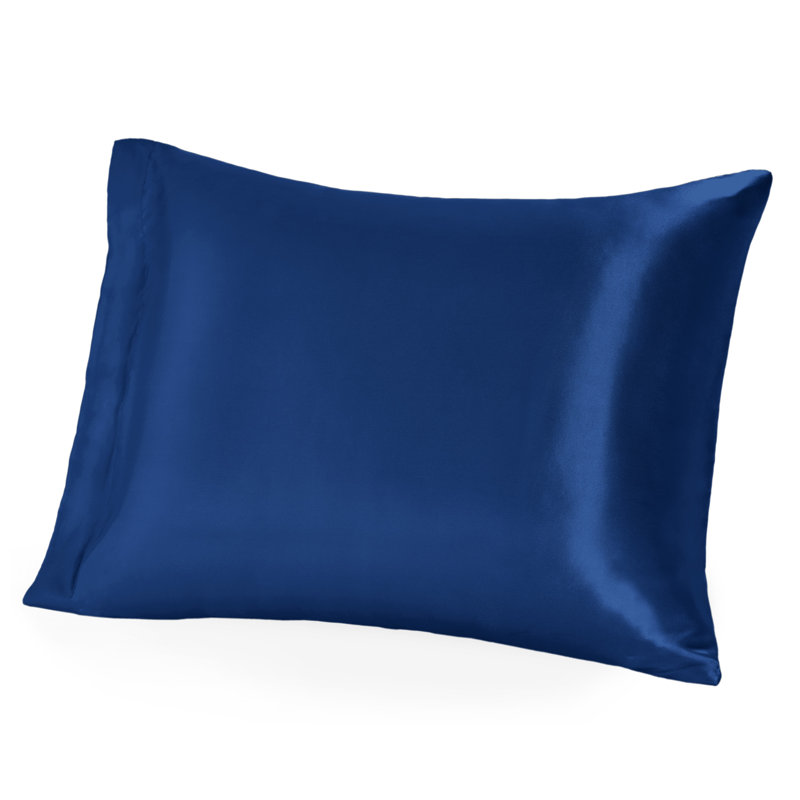 100% Mulberry Silk Pillowcase Zipper Closure, Dark Blue, 1 Queen Pillowcase
