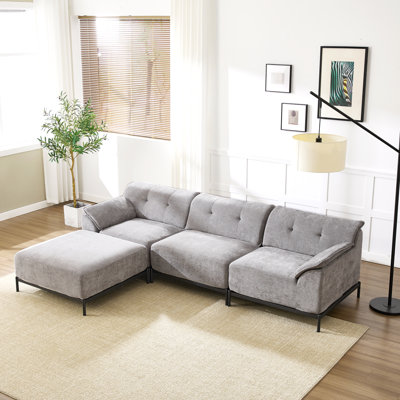 106.3" L-shape Sectional Sofa with Ottoman