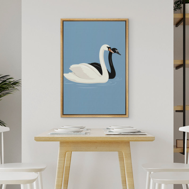 «White Swan» et «Black Swan on Blue Water», reproduction d'art sur toile encadrée dans la chambre principale, Naturel