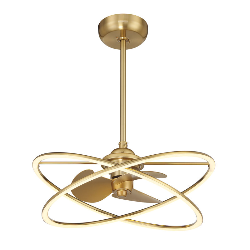 Ozetta 25" LED Fandelier with Remote Control, Brass
