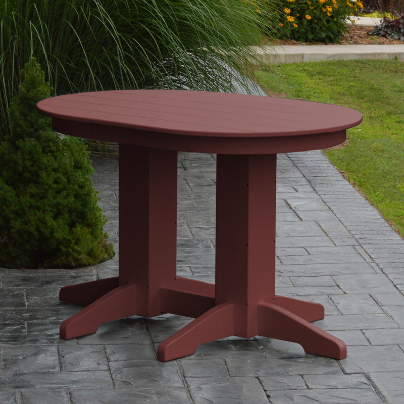 Nettie Oval Outdoor Dining Table With Umbrella Hole , in. W 33'' in. D, Cherrywood, 33" W x 72" L x 32" H