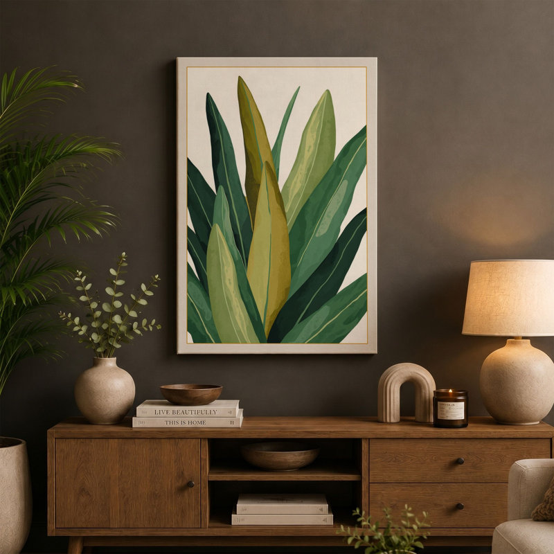 Leaf Study Botanical - Wrapped Canvas, 36x24 - 91.4 x 61.0 cm, Terracotta Border