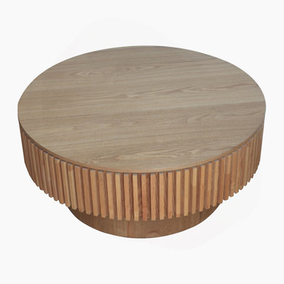 Table basse ronde ronde avec rangement Table d'appoint moderne en placage de bois massif pour table de salon, chambre à coucher, appartement ou bureau
