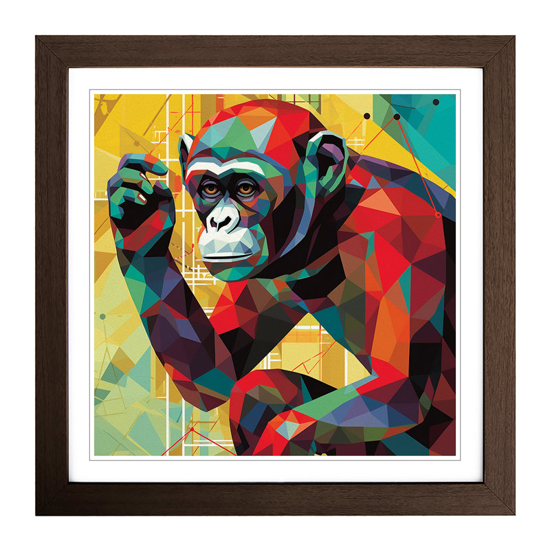 Monkey Constructivism - Framed Print, Walnut