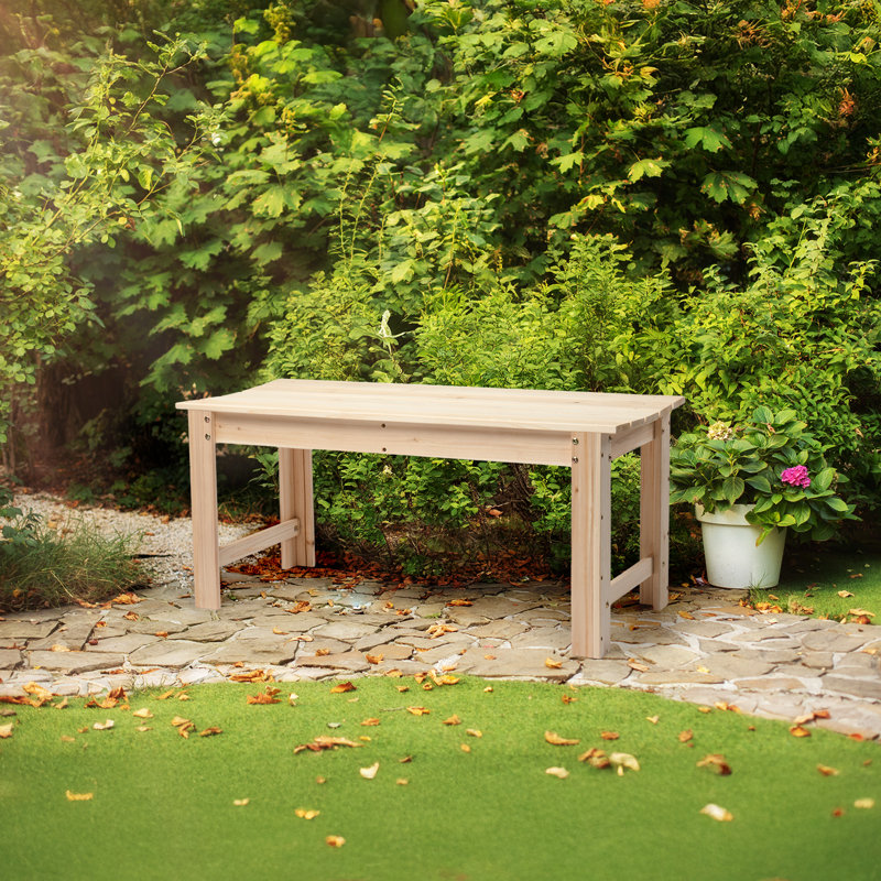 Solid Wood Backless Garden Bench, Natural, 17.7" H x 40" W x 17" D