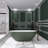 65 In. X 30 In. Solid Surface Freestanding Flatbottom Soaking Bathtub In Green