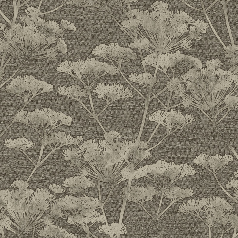 Floral Metallic Wallpaper Double Roll, Taupe/Gold