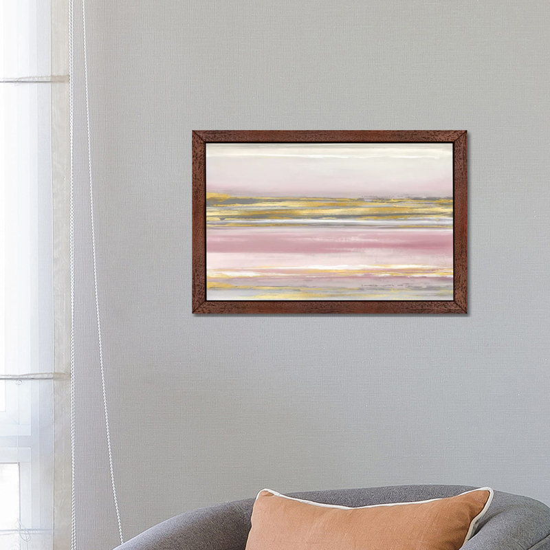 Subtle Reflections With Blush by Allie Corbin - Painting on Canvas, 66.04 cm H x 45.72 cm W, Brown Framed