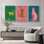 «Preppy Bright», «Pop Vibrant Bold Green Pink Blue Art, Chic Leopard Tiger», images murales colorées, 3 pièces encadrées, impression numérique sur toile, impression numérique sur toile giclée-91874663-91874676