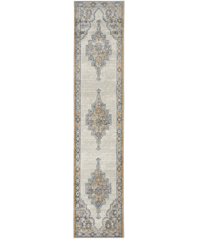 Tapis beige contemporain contemporain, Tapis de couloir 2 pi 2 po x 10 pi