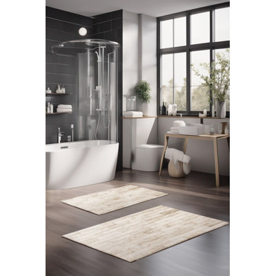 Eakly Luxury Bathmat Set (2 Pieces), 100% Polyester, 16.0 x 23.6 inches & 23.6 x 39.4 inches | Non-Slip Antibacterial Design, 0.3 in Pile Height | Machine Washable, Durable & Easy to Clean | Ideal for Bathroom Décor
