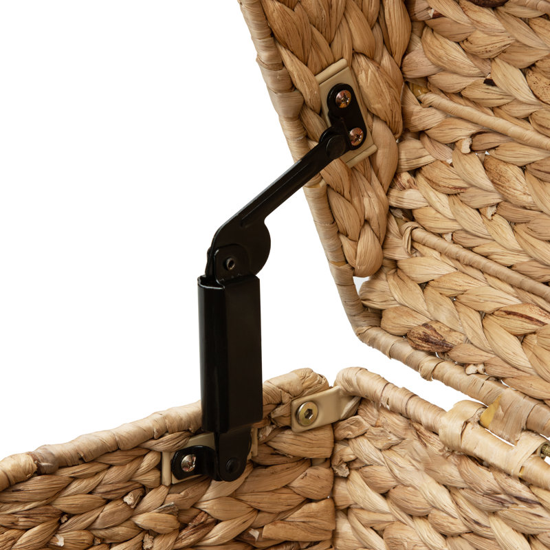 Heavy-duty Water Hyacinth Wicker Storage Trunk with Metal Frame