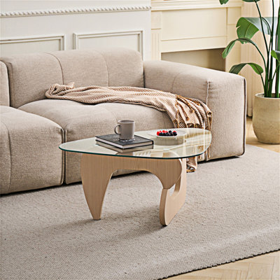 Table basse avec plateau en verre