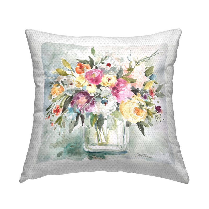 Coussin d'extérieur imprimé floral à composition mixte par Carol Robinson