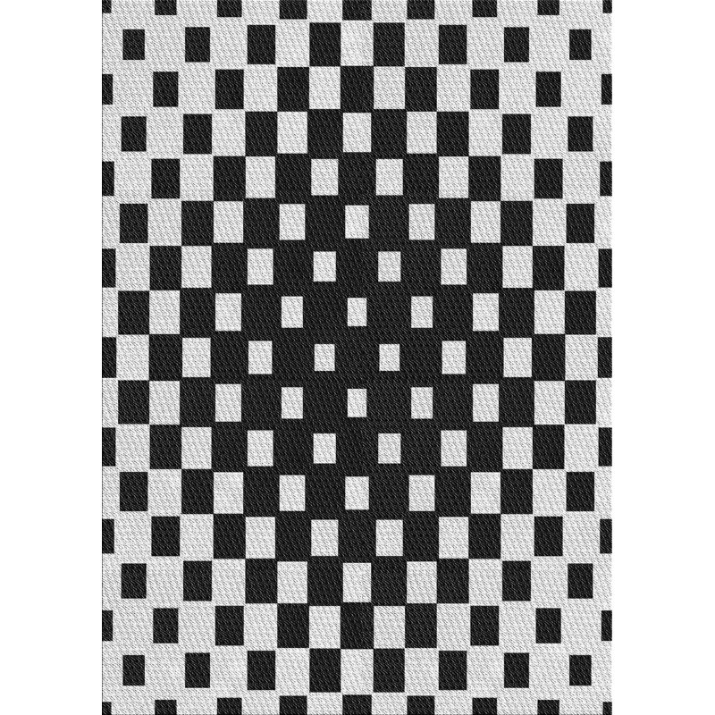 Tapis noir/blanc à motifs, Rectangle 5 pi x 8 pi