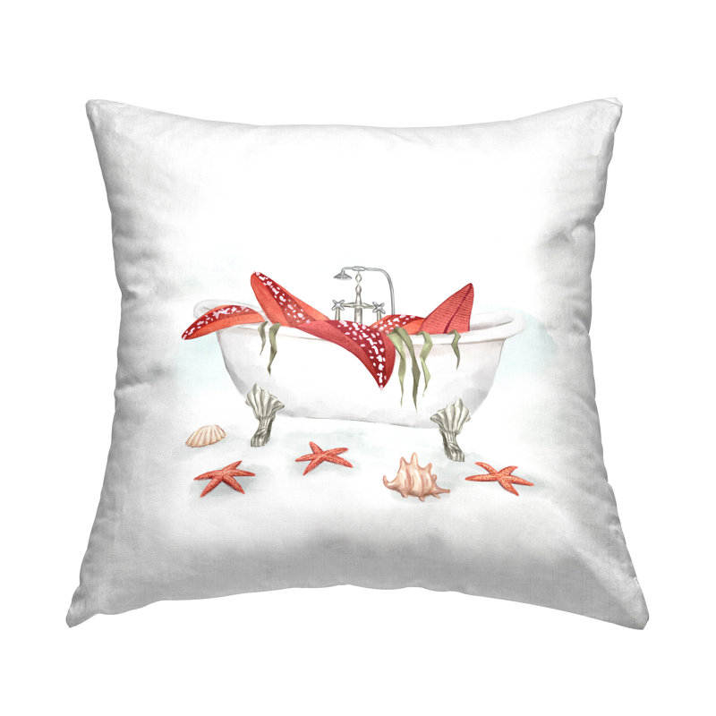 Grand coussin décoratif imprimé sceau de mer nautique rouge par Ziwei Li
