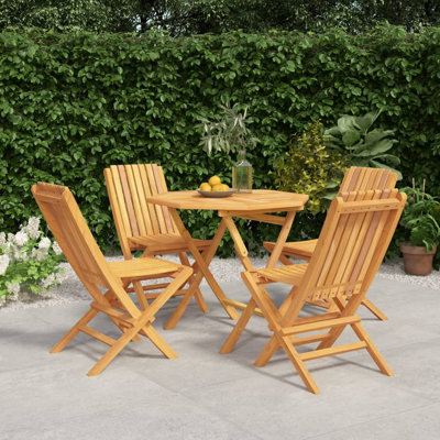 Baillons 4 - Person Teak Solid Wood Patio Dining Set Octagonal Table