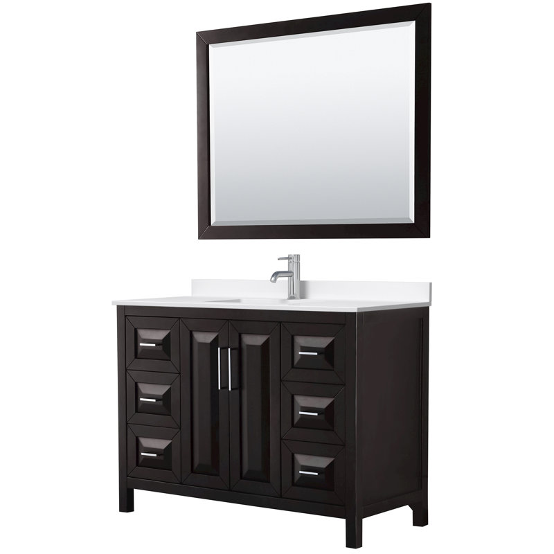 Daria 48'' W Vanity, Brown, Polished Chrome, White Quartz