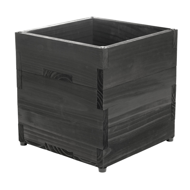 Union Rustic Ilerioluwa Wooden Planter Box with String Light Pole Insert, Classic Stacked Panel Design, Weather-Resistant Finish, Wood Planter Boxes Outdoor, Wooden Planters with Integrated Drainage