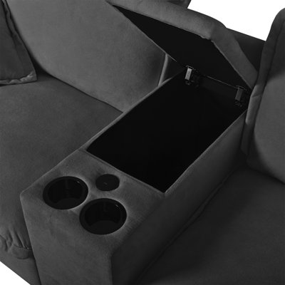Modular Cloud Couch, Sailboat Sofa with Cup Holders & Storage, USB Port, 2 Ottomans & 2 Pillows, Chenille for Apartment & Living Room