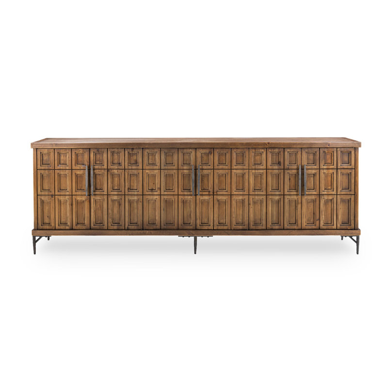 Buffet en bois de pin récupéré à 6 portes Willmark, Mission Brown
