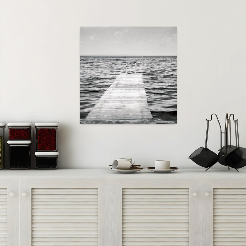 Coastal Calm Days I Bw Crop With Black And White Clouds Art, 18" H x 18" W