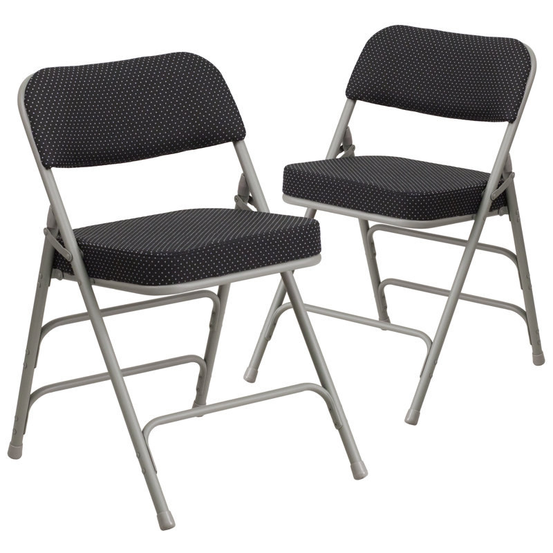 Chaise pliante recouverte en métal Oliverson, Black, H 7,5 po x l 37,75 po x P 26,5 po