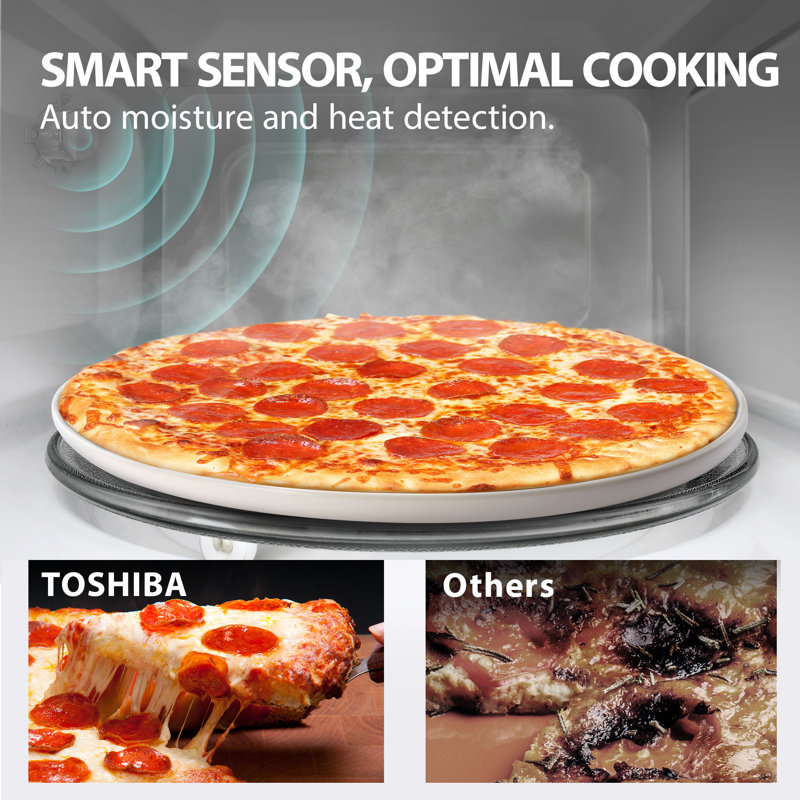 Toshiba 2.2 Cu Ft Large Countertop Microwave, Smart Sensor, 6 Menus, Mute Option, 1200W, Silver