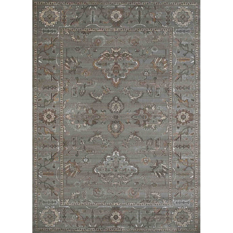  Benson Traditional Vintage Distressed Grey Oriental Area Rug, Rectangle  7'10" x 10'6"