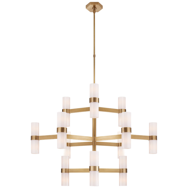 AERIN Margita Medium Chandelier, Hand-Rubbed Antique Brass, White