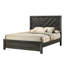 Lit double rustique à finition grise avec motifs et motifs géométriques, meubles de chambre à coucher contemporains en bois avec une finition de style, cadre de tête de lit solide pour embellir-824364426