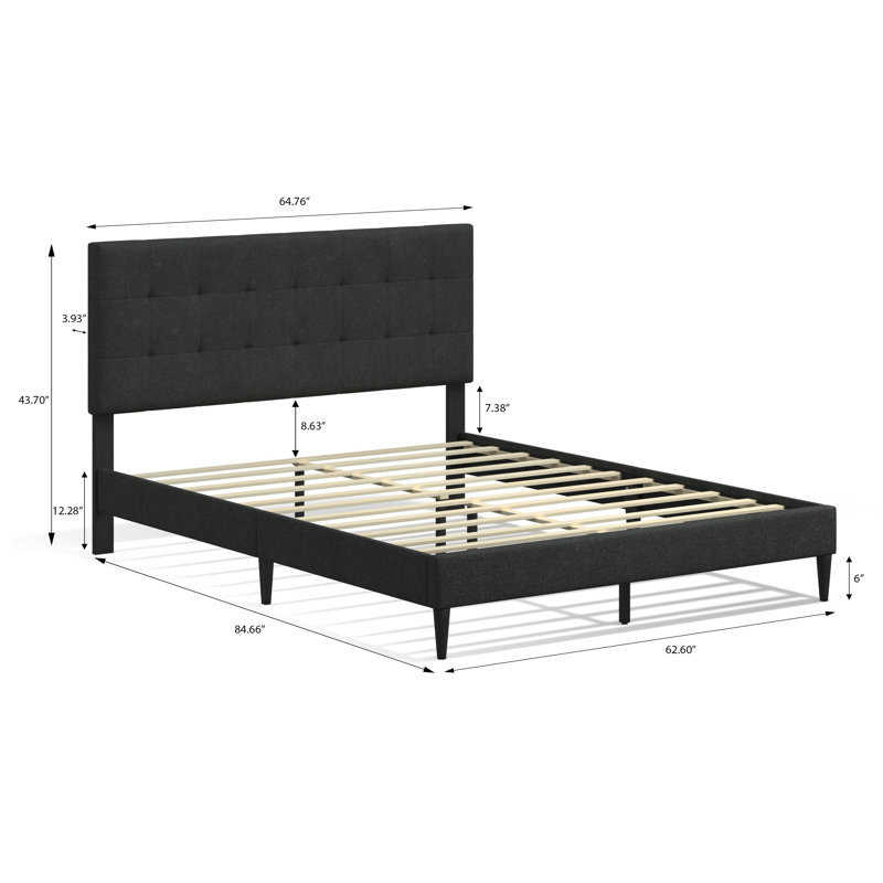 Saltz Upholstered Platform Bed, Stone, Queen