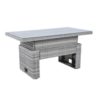 Outdoor Furniture Set Patio Rattan Furniture Set with an Adjustable Table, Recliners with Extendable Side Tables, and Two Ottomans For Patio, Lawn, Backyard, Pool