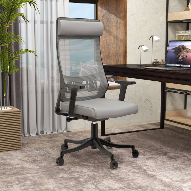Chaise de bureau avec appui-tête Mirai, Gris