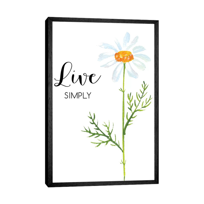 Live Simply - Painting on Canvas, 101.6cm H x 66.04cm W x 3.81cm D, Black Framed